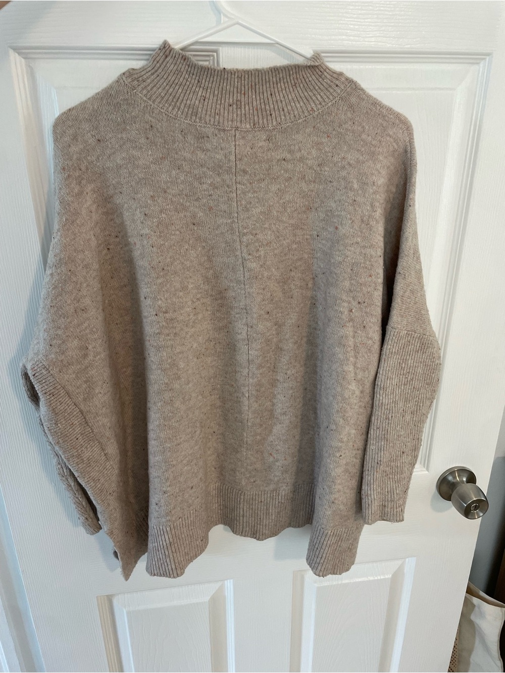 LOFT Taupe Mock Neck Cozy Knit Sweater